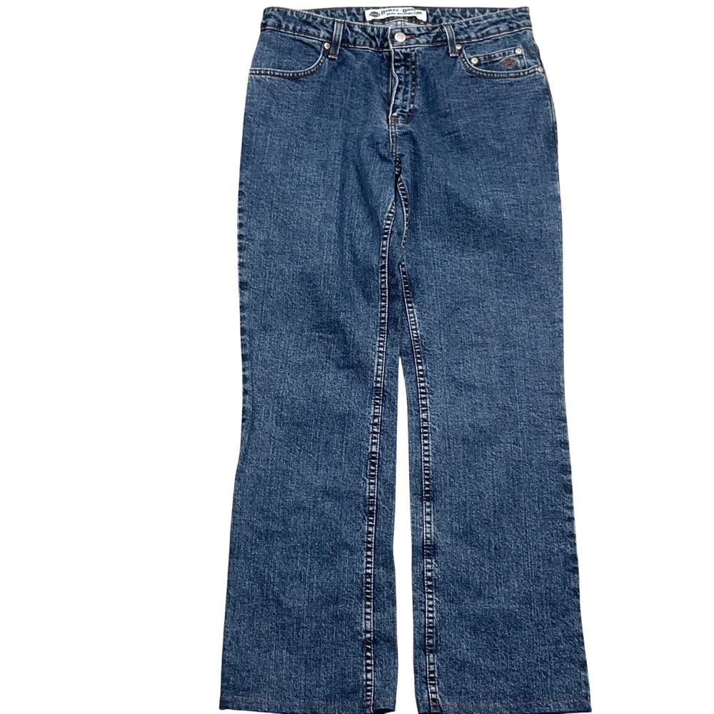 Harley-Davidson Jeans Women 10 31W 30L Blue Bootcut Denim Low Rise Biker